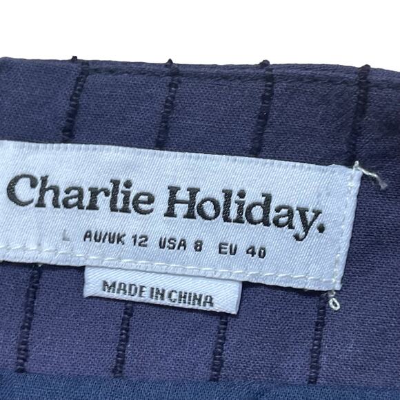 Charlie Holiday Camila Mini Skirt Pinstripe Navy Skirt Size US 8 - Picture 4 of 4